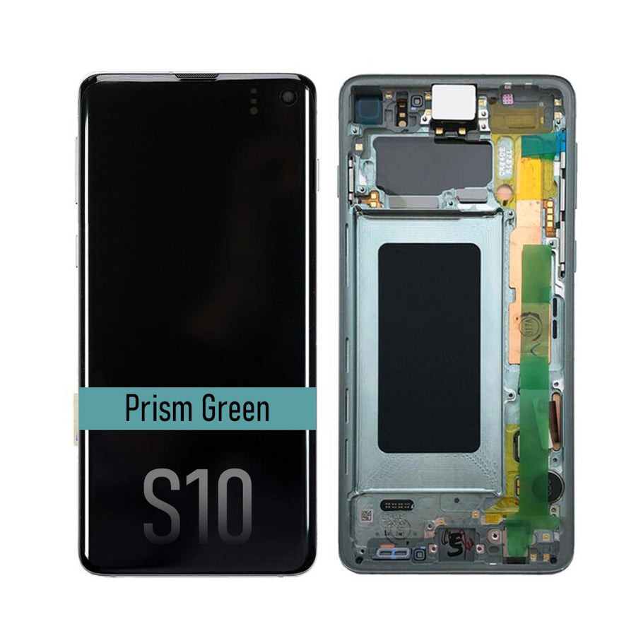 Samsung Galaxy S10 G973F OLED Screen Replacement Digitizer GH82-18850E/18835E (Gold)-Prism Green