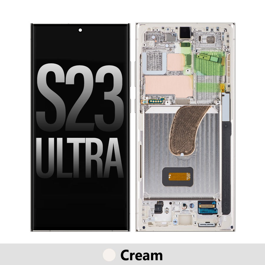 Yellow -Samsung Galaxy S23 Ultra 5G S918B OLED Screen Replacement-Cream