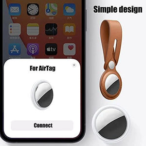 Leather AirTag Long Keyring Case for Apple Airtag Holder Protective Leather Airtags Case Tracker Cover with Air Tag Holder Airtag Key Ring Compatible with Apple New AirTag Dog Collar