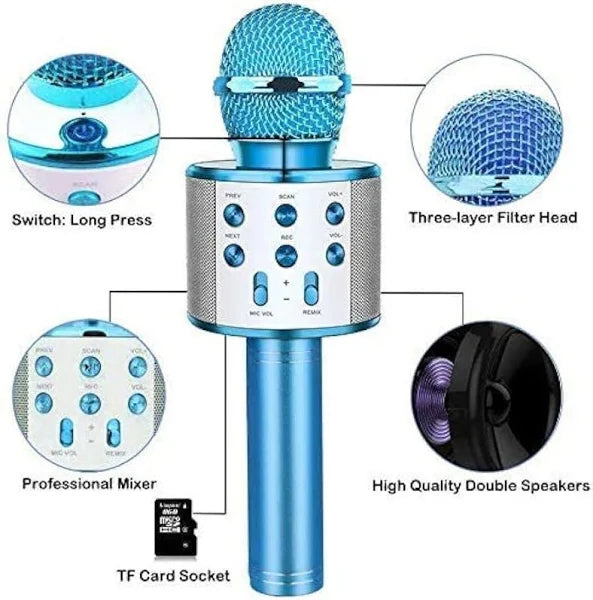Pbuddy Wireless Bluetooth Karaoke Microphone,4 in 1 Wireless Portable Handheld Mic Karaoke Machine for Christmas Home Birthday Party, Professional Karaoke Mic Speaker