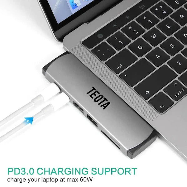 Pbuddy USB C Hub MacBook Pro Adapter with Type-C Pass-Through Charging 40Gbs Thunderbolt 3 SD/TF Card Reader and 2 USB 3.0 for Newest 13 or 15 MacBook Pro 2017 and 2016 (Space Grey)