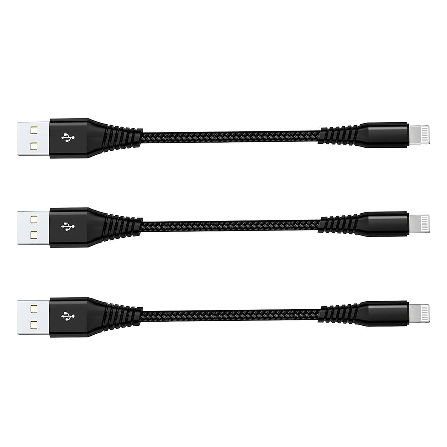 Pbuddy [MFi Certified] Short iPhone Charging Cable(8Inch), USB to Lightning Charger Cord, Braided Fast Charging Data Syncing Cable iPhone 13/12/11/Xs/Xr/X/8/7/14/iPad (3Pack)