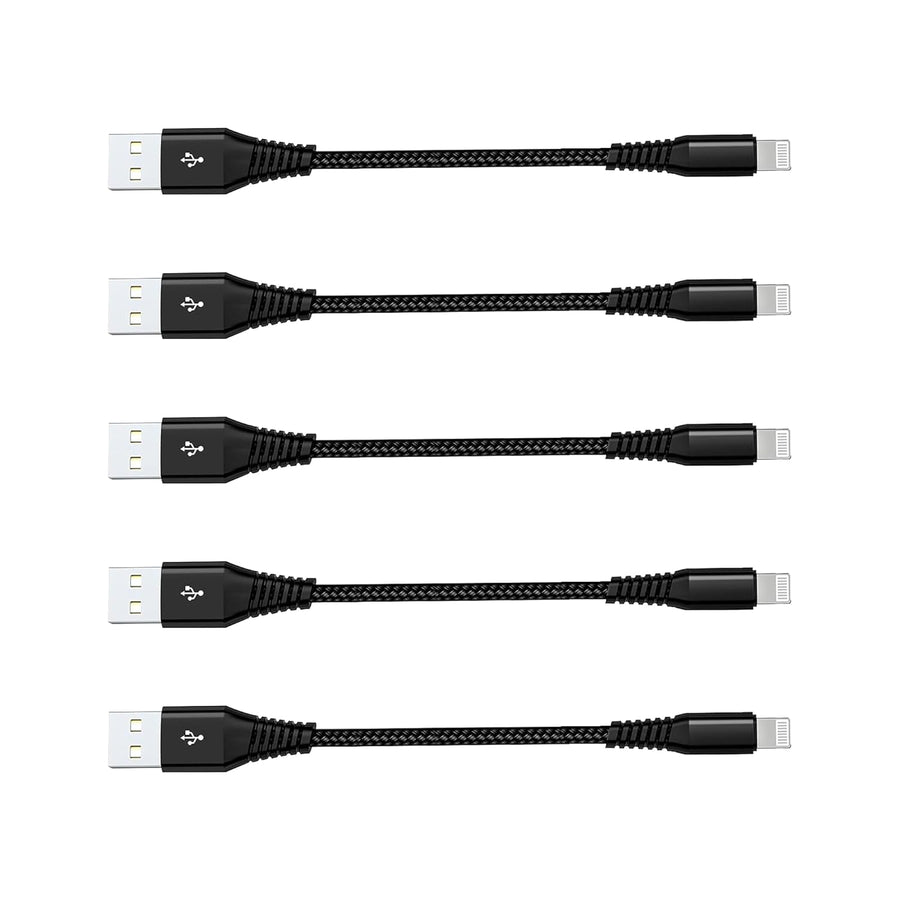 Pbuddy [MFi Certified] Short iPhone Charging Cable(8Inch), USB to Lightning Charger Cord iphone, Braided Fast Charging Data Syncing Cable iPhone 14/13/12/11/Xs/Xr/X/8/7/14/iPad (5Pack)