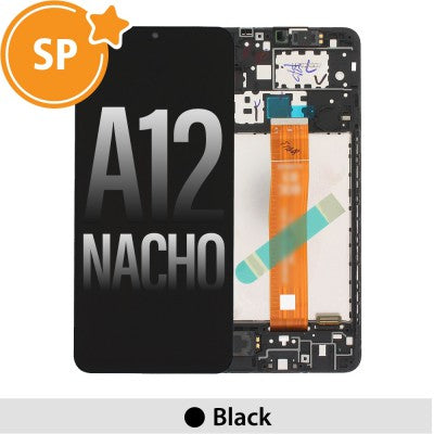 Tecguru-Samsung Galaxy A12 Nacho A127F LCD Screen Replacement Digitizer with Frame GH82-26485A (Service Pack)-Black