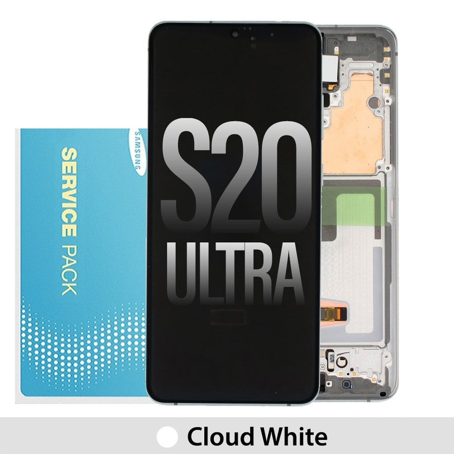 Samsung Galaxy S20 Ultra G988B OLED Screen Replacement Digitizer without Front Camera GH82-26032C (Gold)-Cloud White