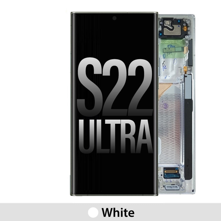 Yellow-Samsung Galaxy S22 Ultra 5G S908B OLED Screen Replacement-White