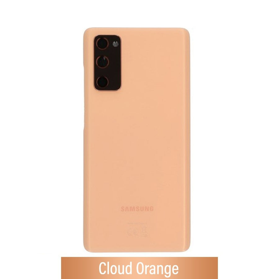 Rear Cover Glass For Samsung Galaxy S20 FE / 5G G780F / G781B GH82-24223F/GH82-24263F (Gold)-Cloud Orange