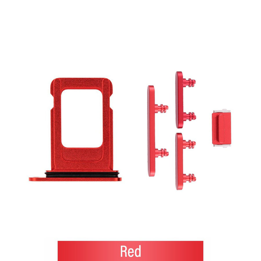 Single SIM Card Tray and Side Button for iPhone 12-Red