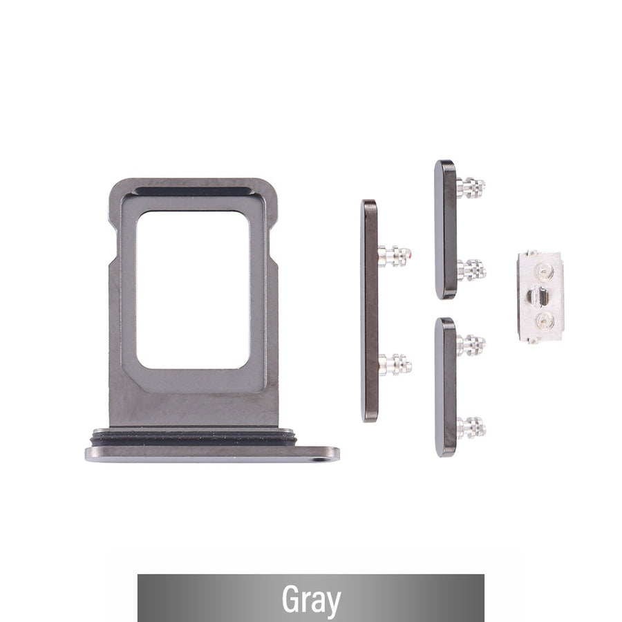 Single SIM Card Tray and Side Button for iPhone 12 Pro / 12 Pro Max-Gray