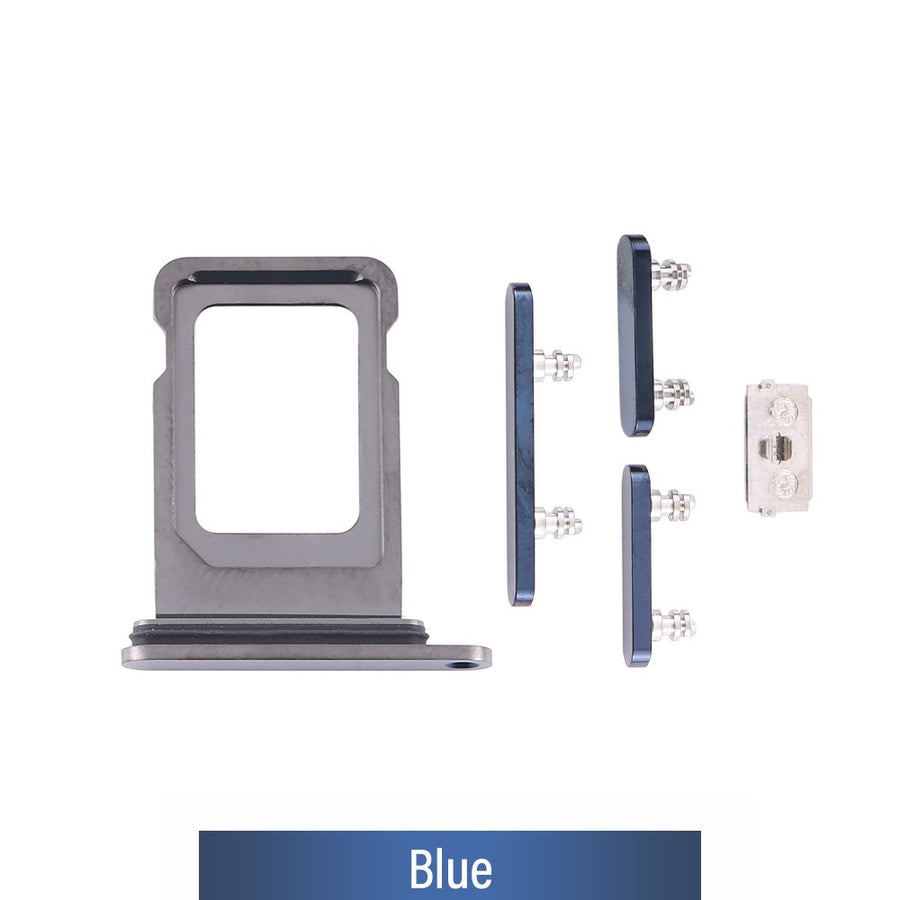 Single SIM Card Tray and Side Button for iPhone 12 Pro / 12 Pro Max-Blue