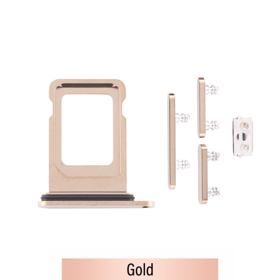 Single SIM Card Tray and Side Button for iPhone 12 Pro / 12 Pro Max-Gold