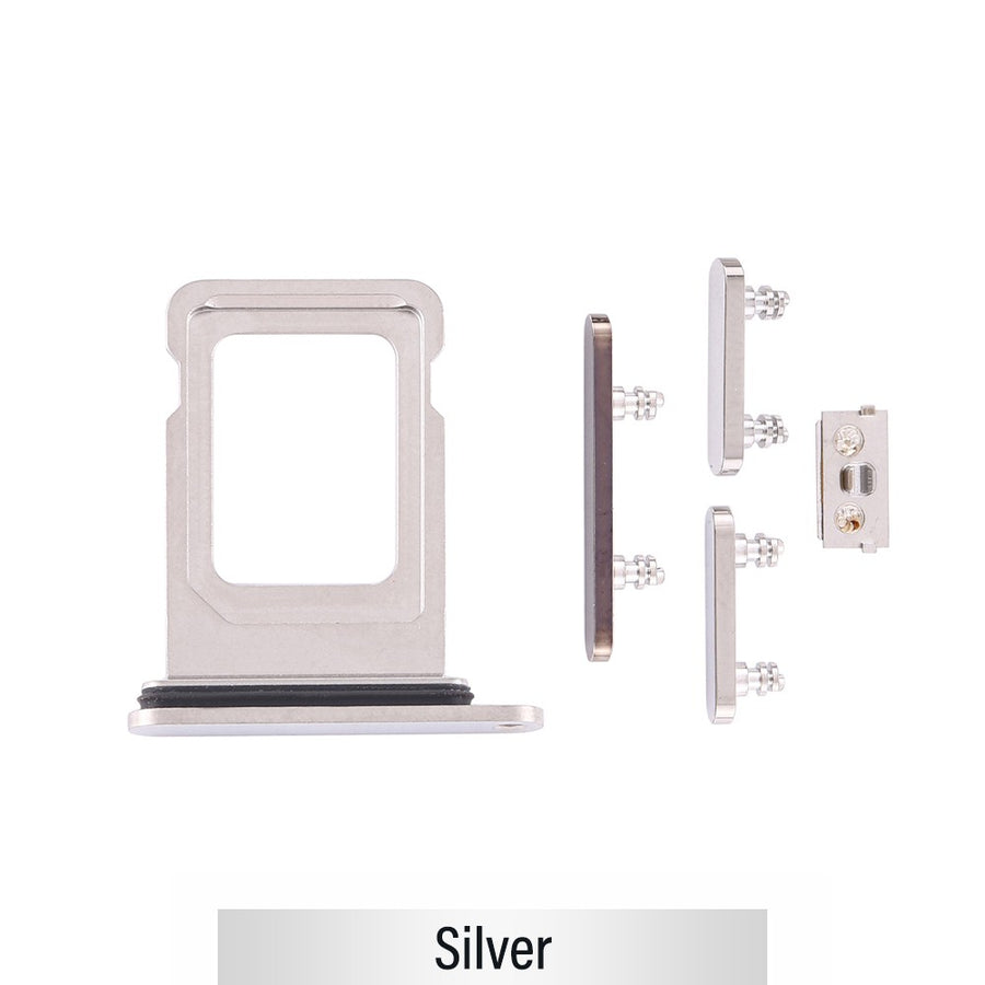 Single SIM Card Tray and Side Button for iPhone 12 Pro / 12 Pro Max-Silver