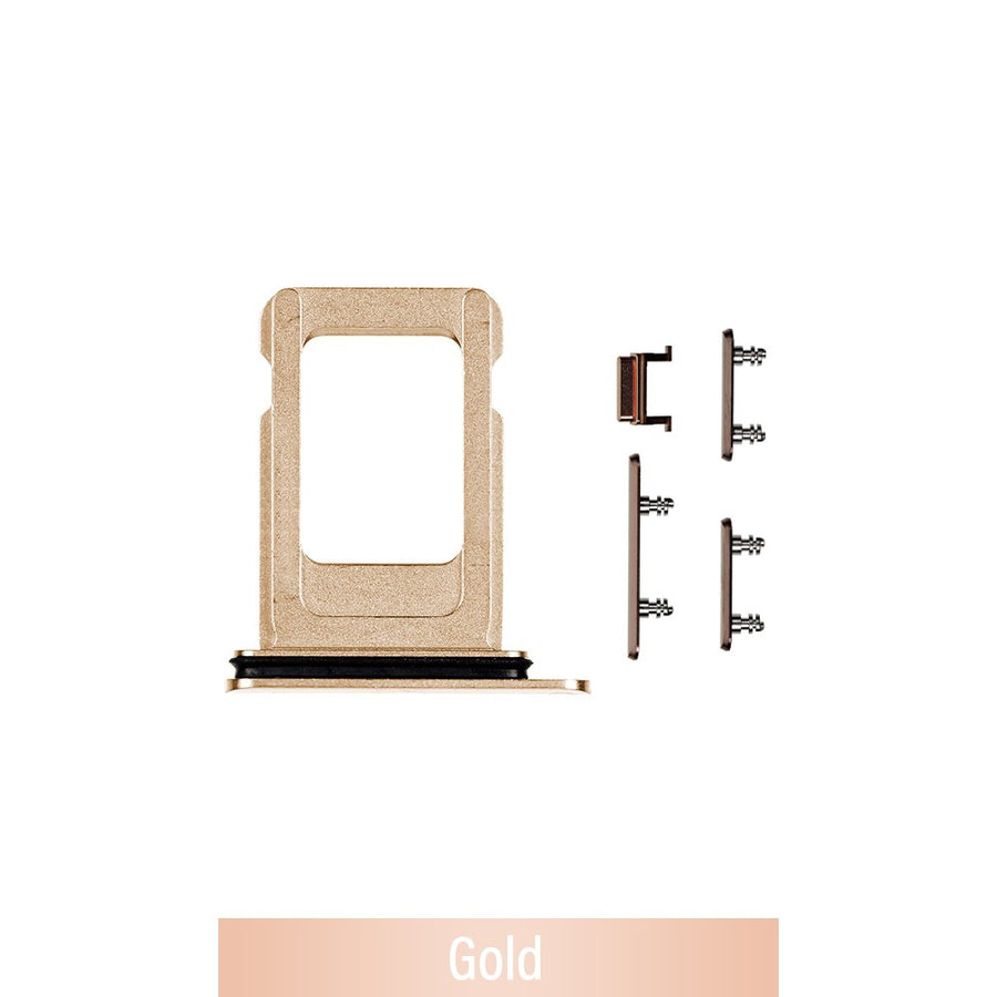 Single SIM Card Tray and Side Button for iPhone 11 Pro / 11 Pro Max-Gold (Not for AU)