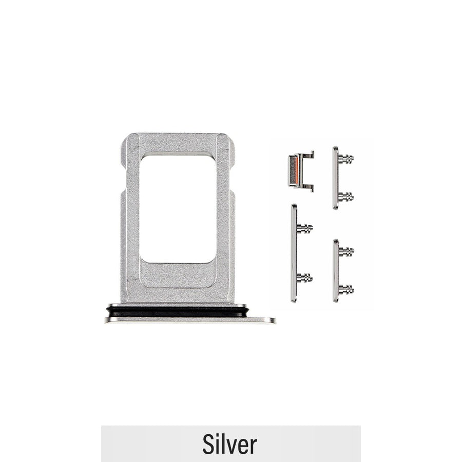 Single SIM Card Tray and Side Button for iPhone 11 Pro / 11 Pro Max-Silver (Not for AU)