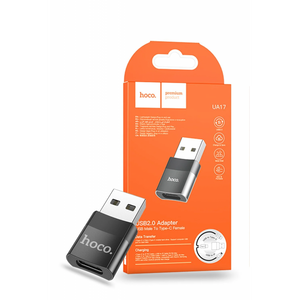 Hoco USB Male To USB Type-C Female OTG Adapter Plug Premium Converter UA17