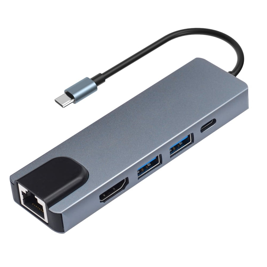 Pbuddy 5-In-1 USB-C Multifunction Adapter USB Hub (HDMI + 2 USB Ports + PD + Ethernet port) HDTV 4K