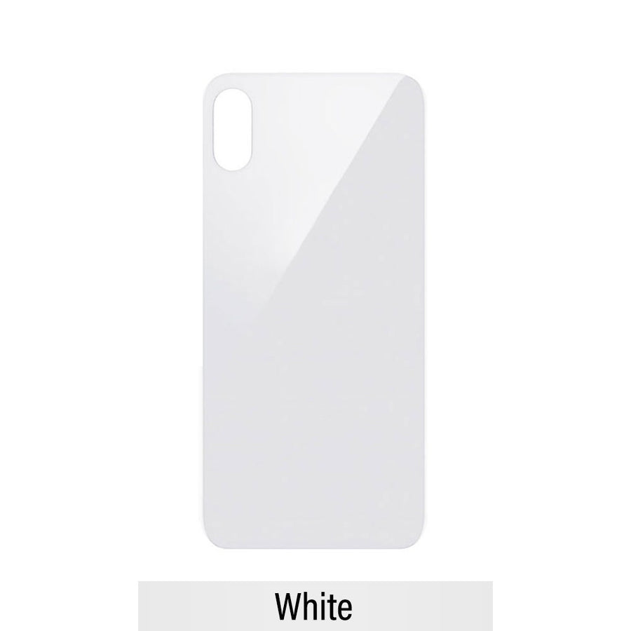 Rear Glass Replacement with Bigger Size Camera Hole Carving for iPhone XS (NO LOGO)-White